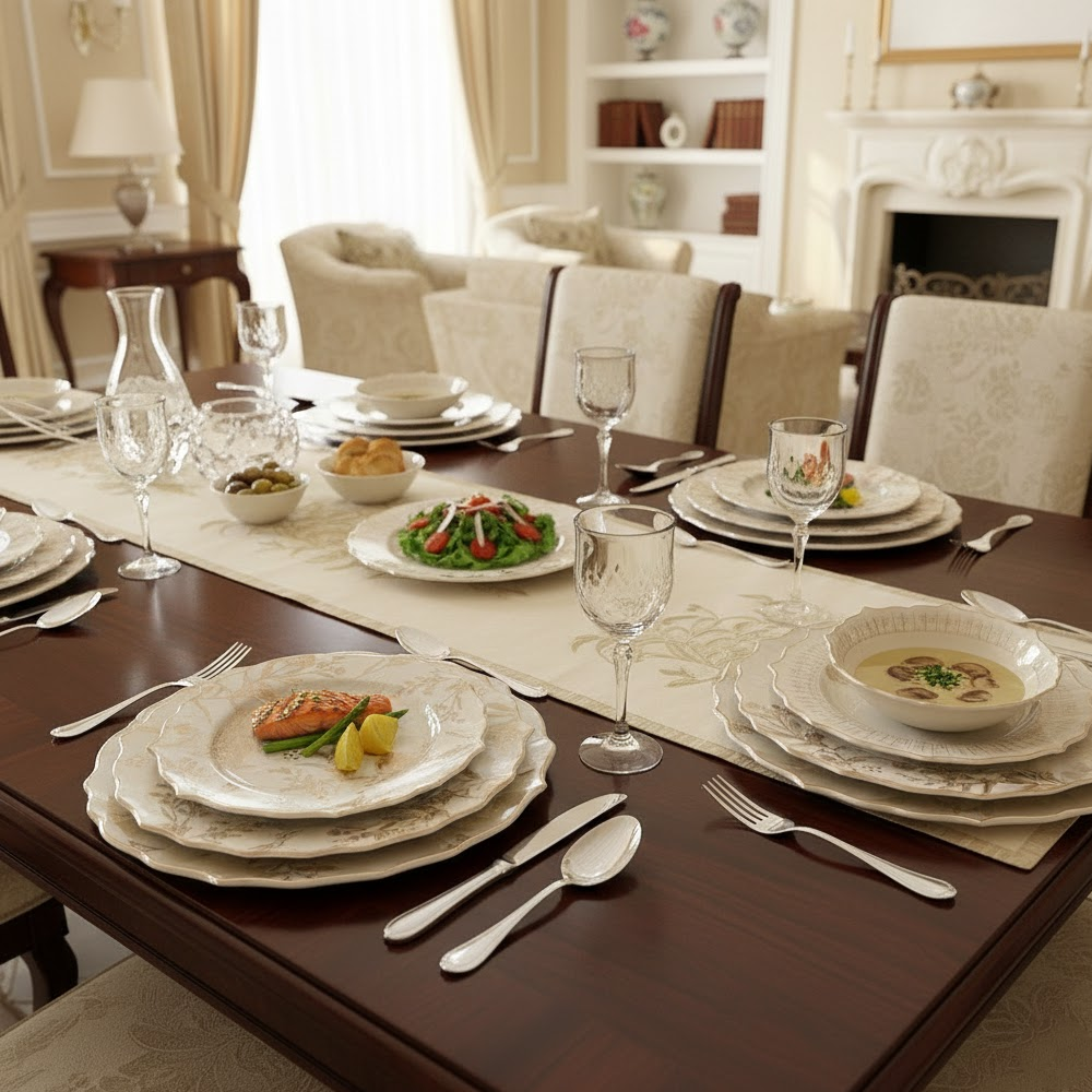 طقم أطباق مائدة فاخر 24 قطعة