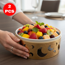 22.7CM طقم وعاء تقديم مع حامل معدني كبير