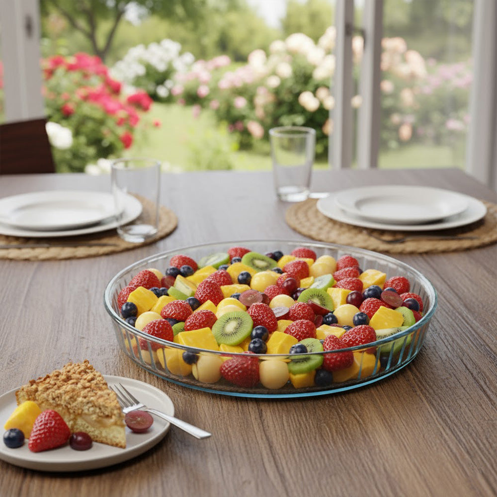 صينية بايركس دائرية محززة