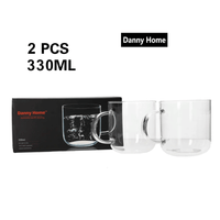 كوب مج زجاجي 2 قطعة 330 مل