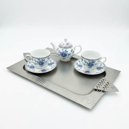 صينية معدنية فاخرة بنقوش هندسية