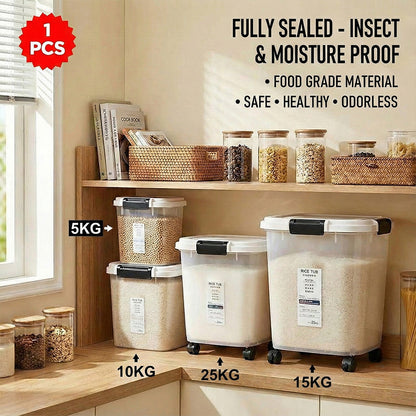 حاوية محكمة الإغلاق لتخزين الأرز والحبوب