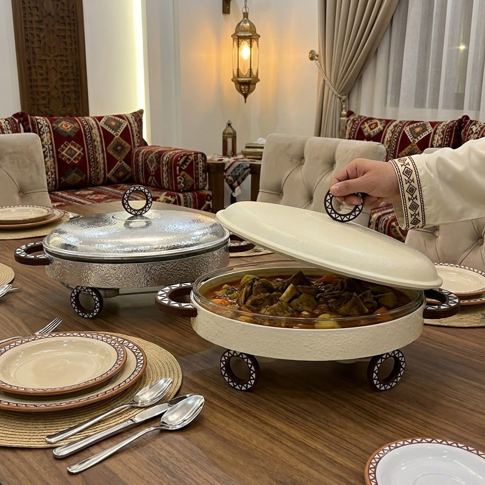 سخان طعام معدني مع طبق زجاجي 3 لتر