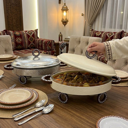 سخان طعام معدني مع طبق زجاجي 3 لتر