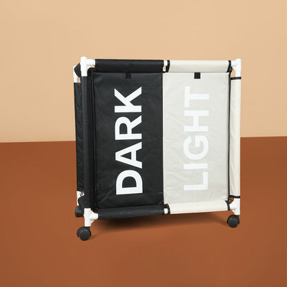 سلة غسيل مكونة من حجرتين مع غطاء