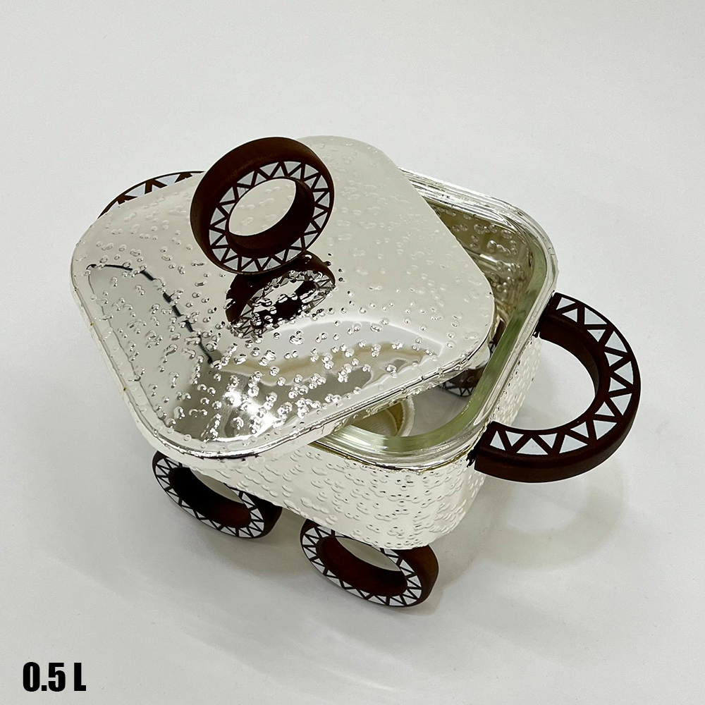 سخان طعام زجاجي مربع صغير 0.5 لتر