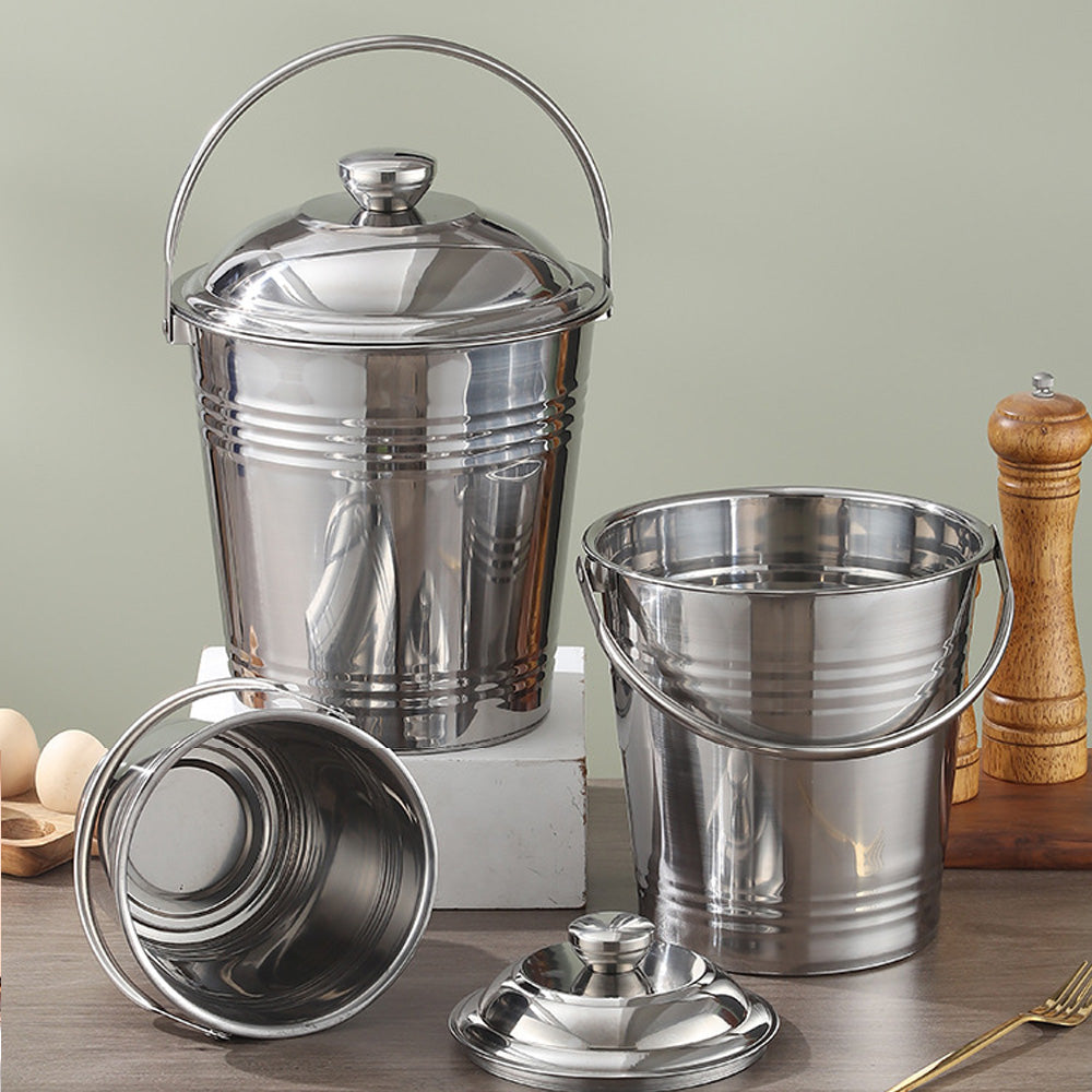 دلو تخزين بغطاء ومقبض