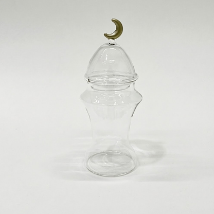 غرشة تقديم زجاج بغطاء هلال