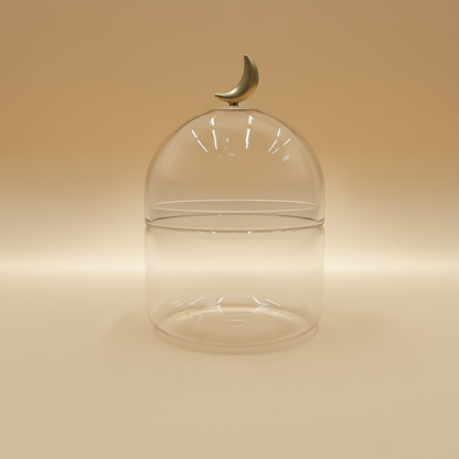 غرشة ضيافة زجاجية بغطاء هلال