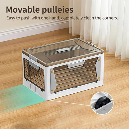 صندوق تخزين بلاستيكي قابل للطي مع عجلات