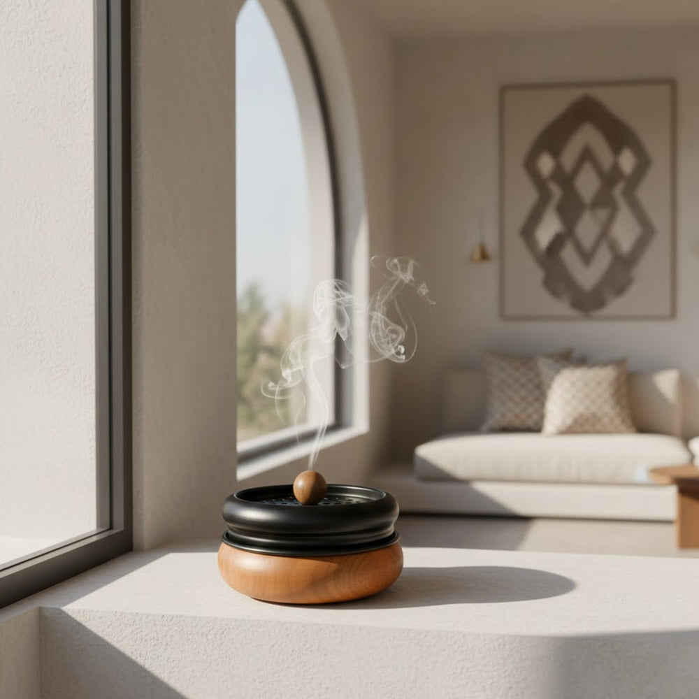 مبخرة خشبية مستديرة