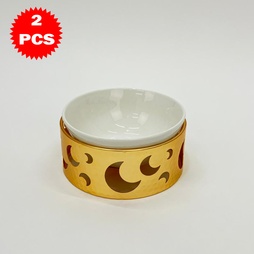 17CM طقم وعاء تقديم مع حامل معدني صغير