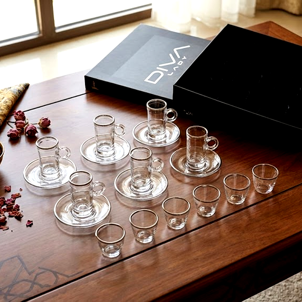 طقم استكانة وفنجان 18قطعة Diva Lady