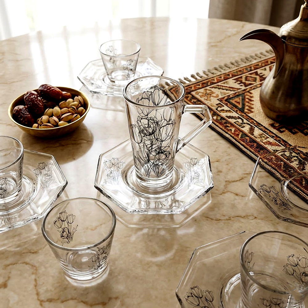 طقم استكانة وفنجان 18قطعة Diva Lady