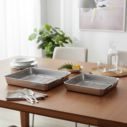 صينية تحميص من الألومنيوم مع رف