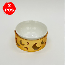 17CM طقم وعاء تقديم مع حامل معدني صغير