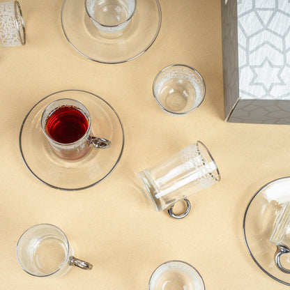 طقم استكانه 18 قطعه فضي