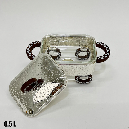 سخان طعام زجاجي مستطيل صغير 0.5 لتر