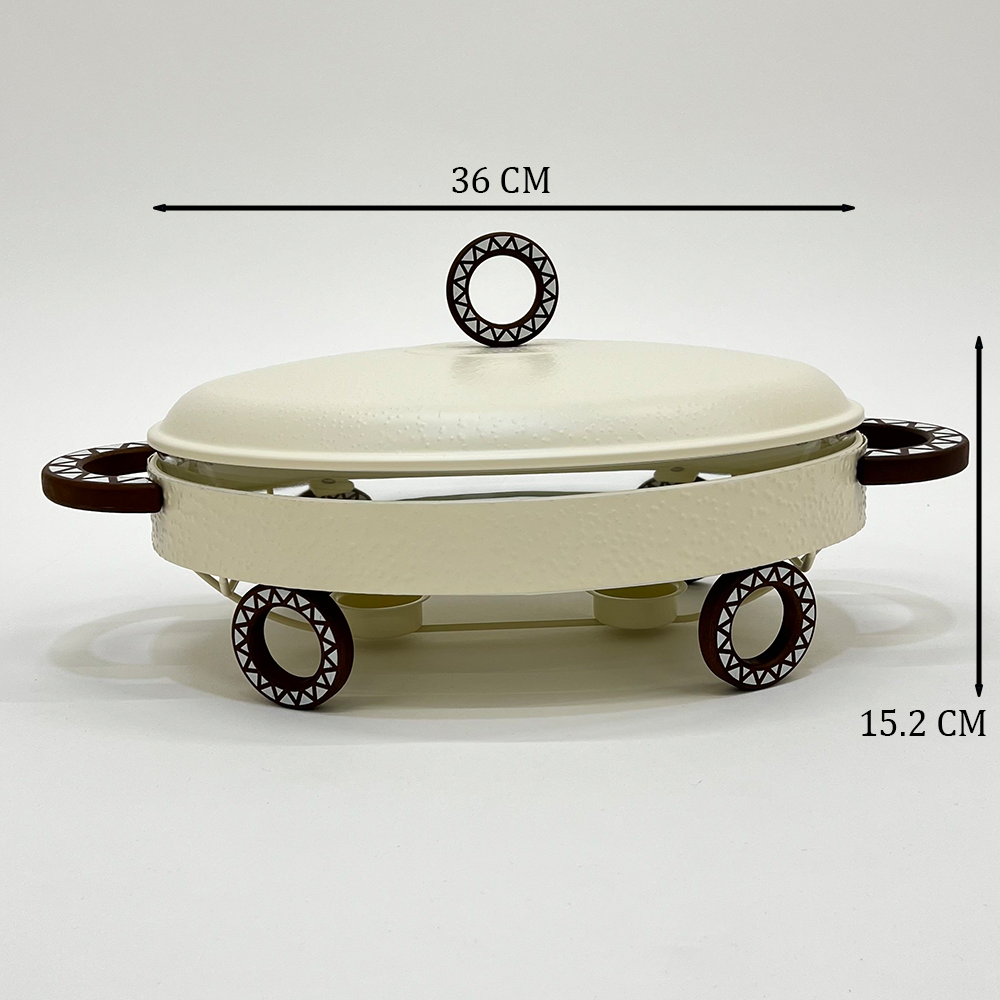 سخان طعام معدني مع طبق زجاجي 3 لتر