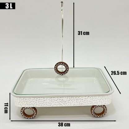 سخان طعام مع غطاء زجاجي علوي سعة 3 لتر