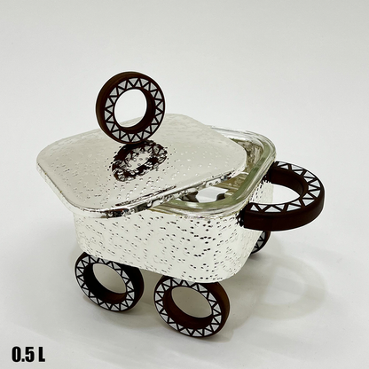 سخان طعام زجاجي مربع صغير 0.5 لتر