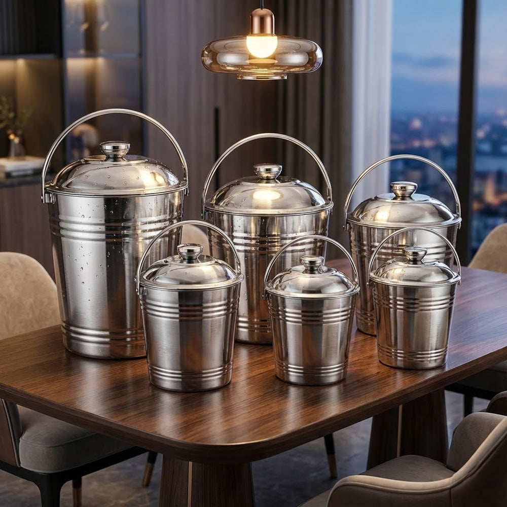 دلو تخزين بغطاء ومقبض