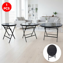 طاولة زجاجية مستديرة قابلة للطي