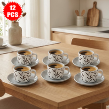 طقم فناجين وصحون قهوة سيراميك 12 قطعة