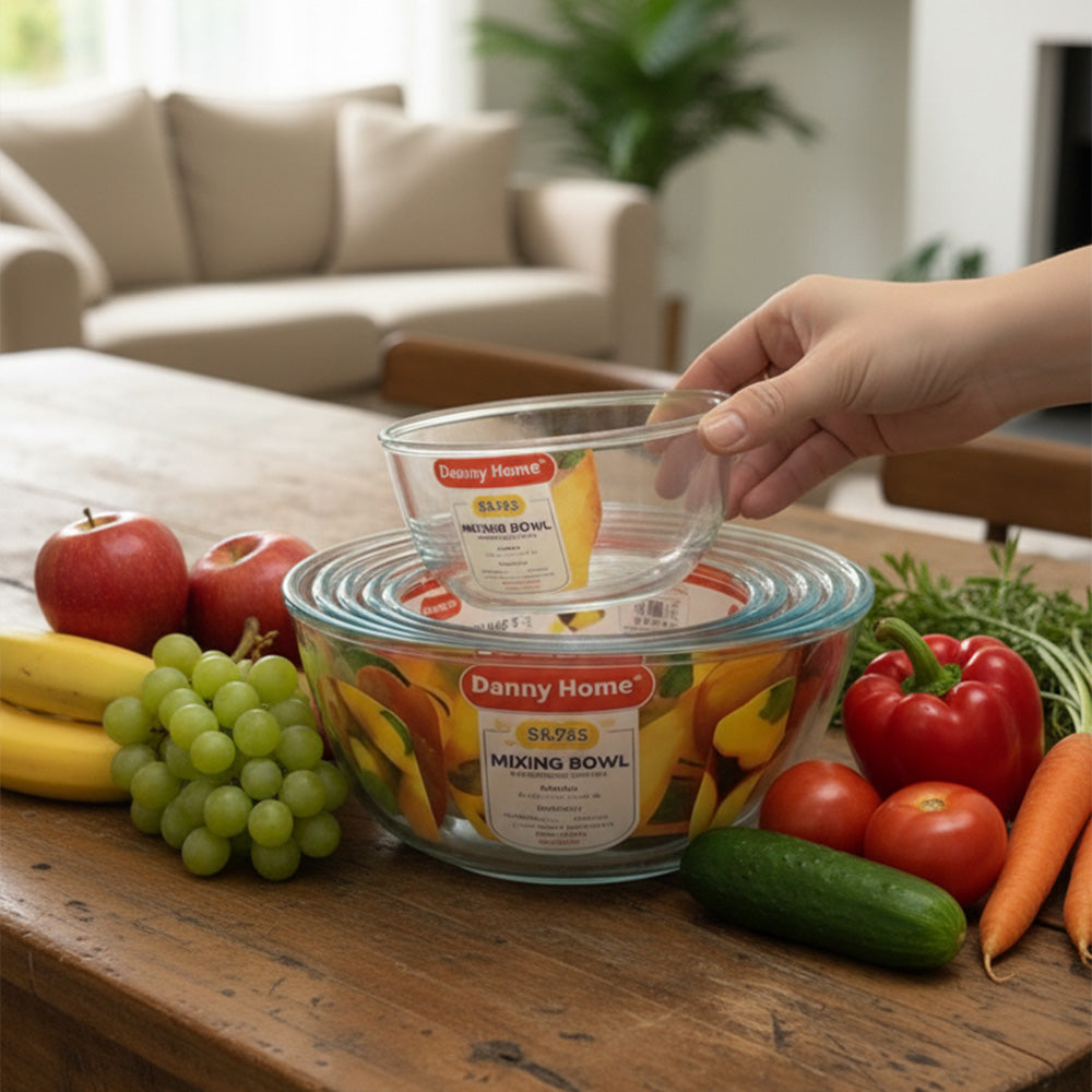 مجموعة أوعية شفافة زجاجية