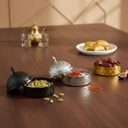 وعاء تمر معدني فاخر مزخرف