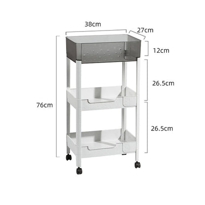 عربة تخزين بثلاث طبقات مع عجلات