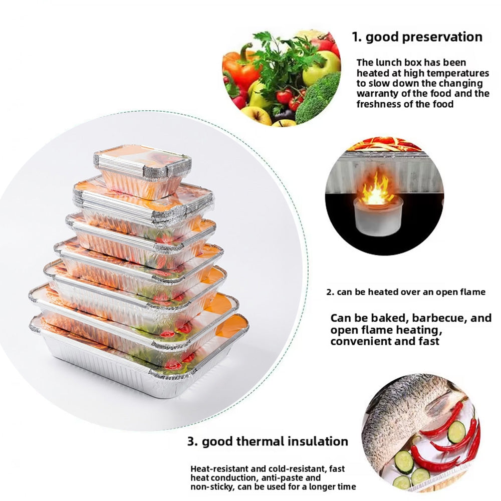 مجموعة علب طعام من رقائق الألومنيوم مع أغطية