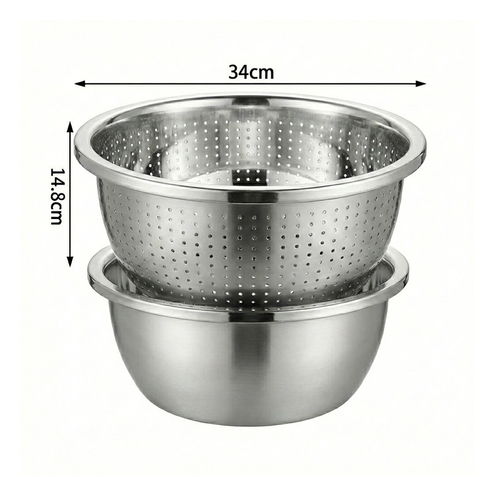 طقم مصفاة ووعاء ستانلس ستيل