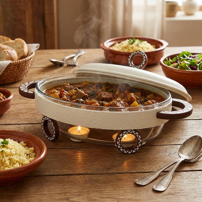 سخان طعام معدني مع طبق زجاجي 3 لتر