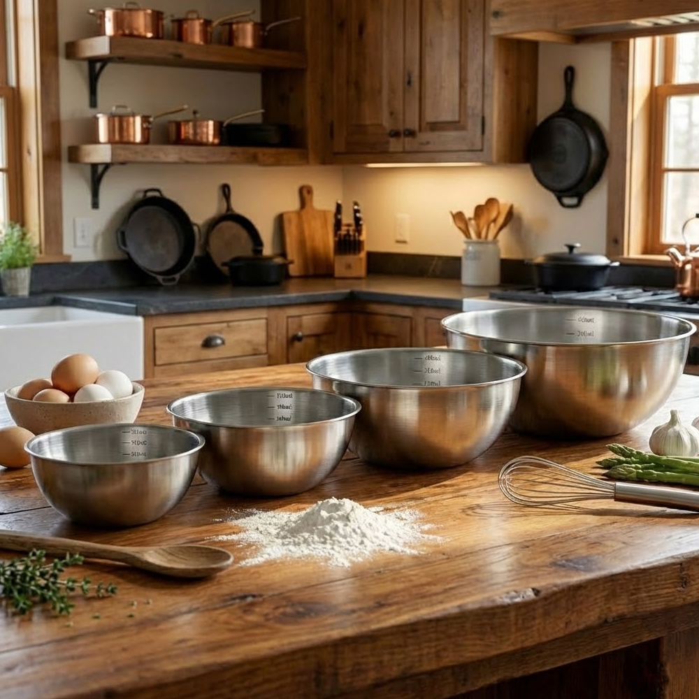 أوعية خلط من الستانلس ستيل 4مقاسات