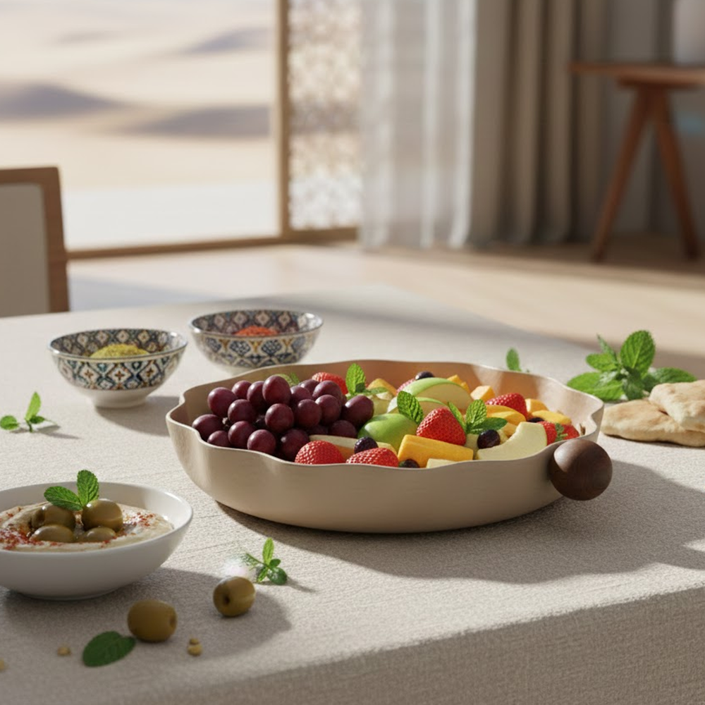 صينية تقديم معدنية كبيرة