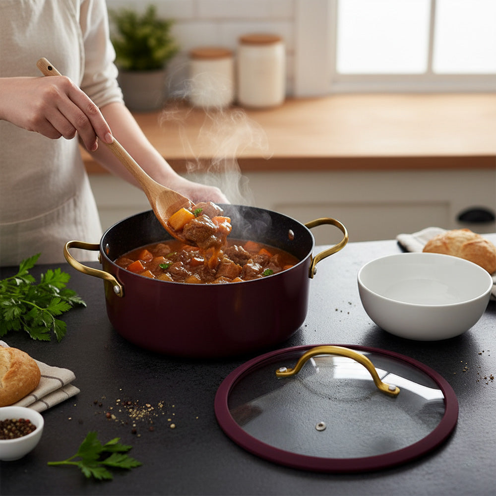 قدر طهي  بغطاء زجاجي