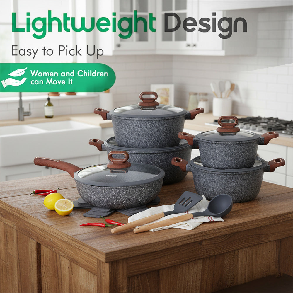 مجموعة أواني طهي جرانيتية غير لاصقة 15 قطعة