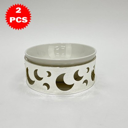 17CM طقم وعاء تقديم مع حامل معدني صغير