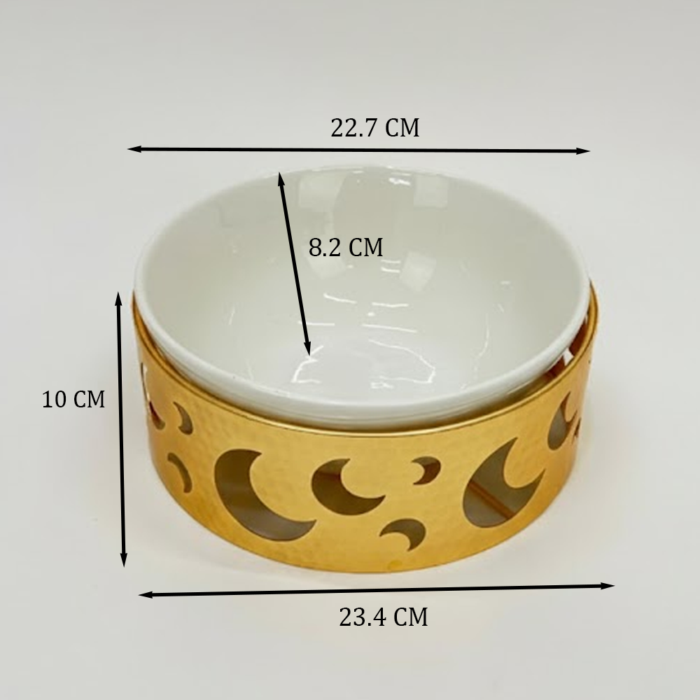 22.7CM طقم وعاء تقديم مع حامل معدني كبير