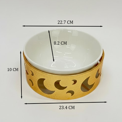 22.7CM طقم وعاء تقديم مع حامل معدني كبير