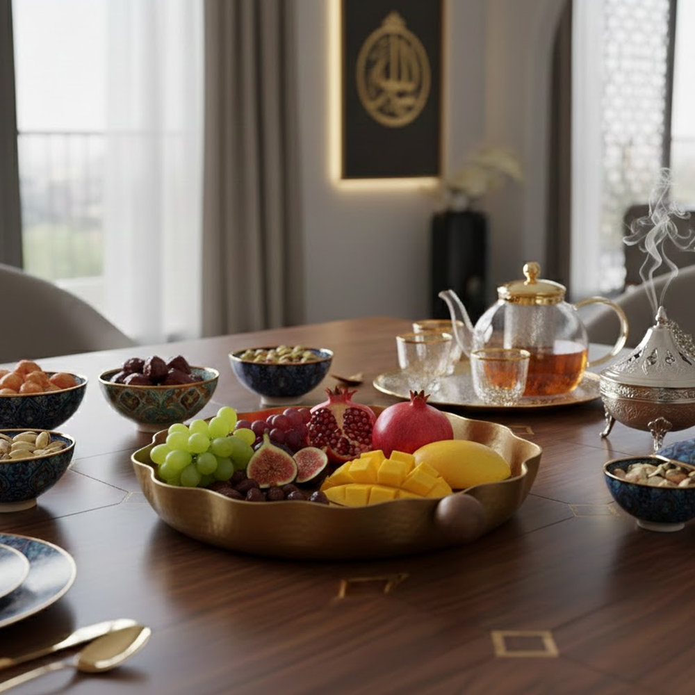 صينية تقديم معدنية كبيرة