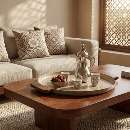 صينية تقديم بمقبض خشبية