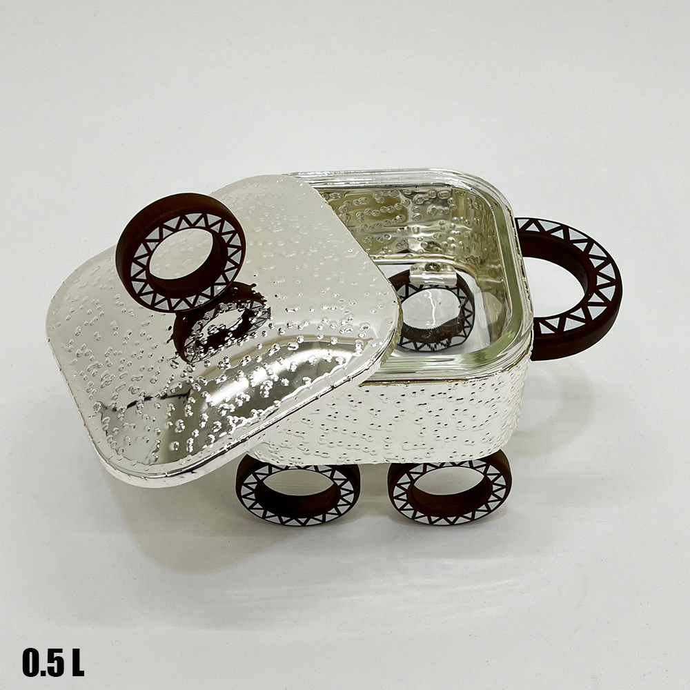 سخان طعام زجاجي مربع صغير 0.5 لتر