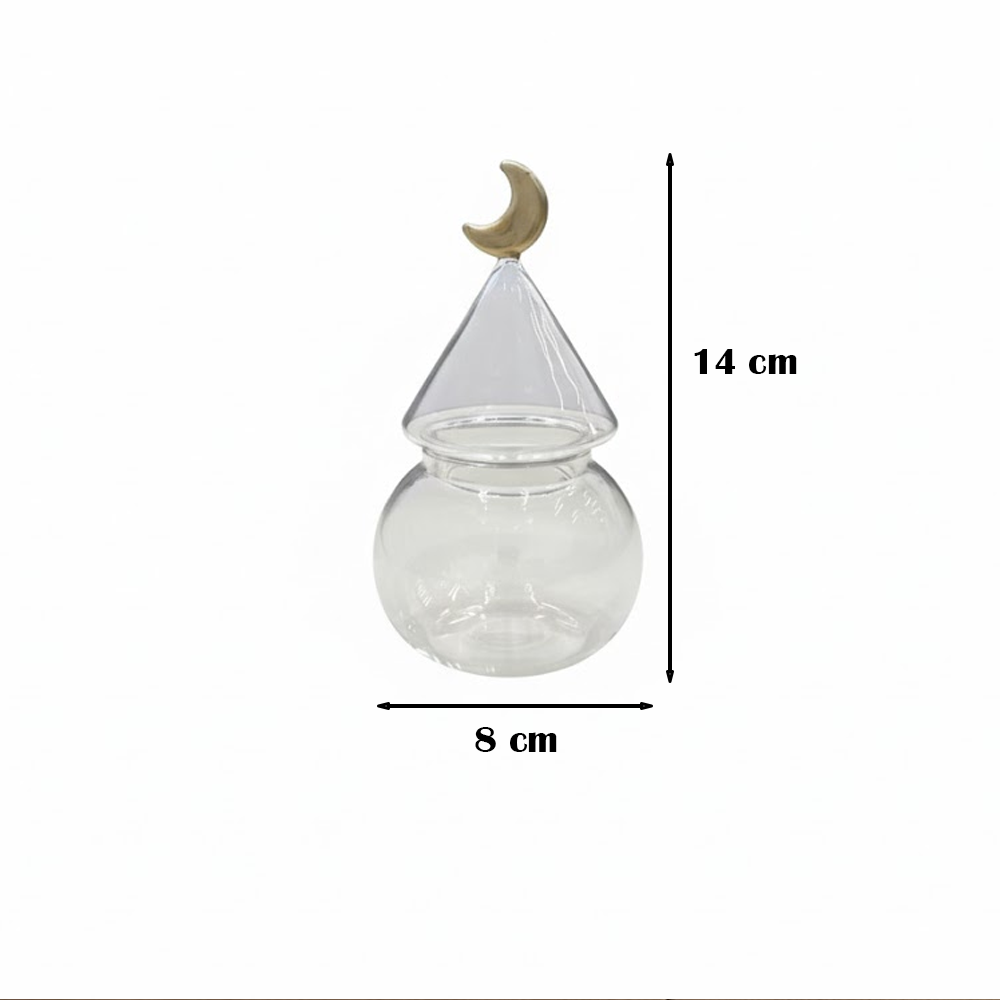 غرشة ضيافة زجاجية بغطاء هلال