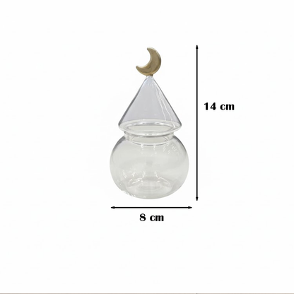غرشة ضيافة زجاجية بغطاء هلال