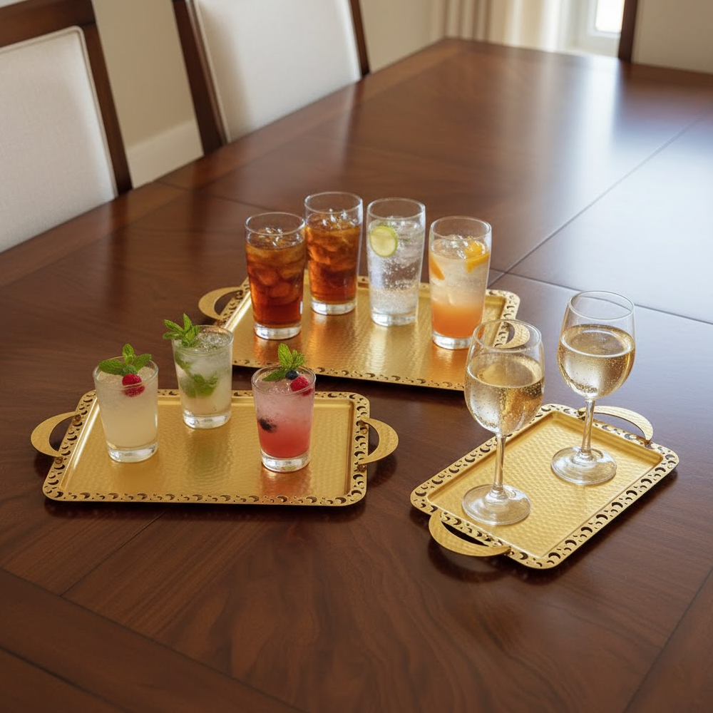 طقم صواني تقديم بنقشة الهلال 3 قطع