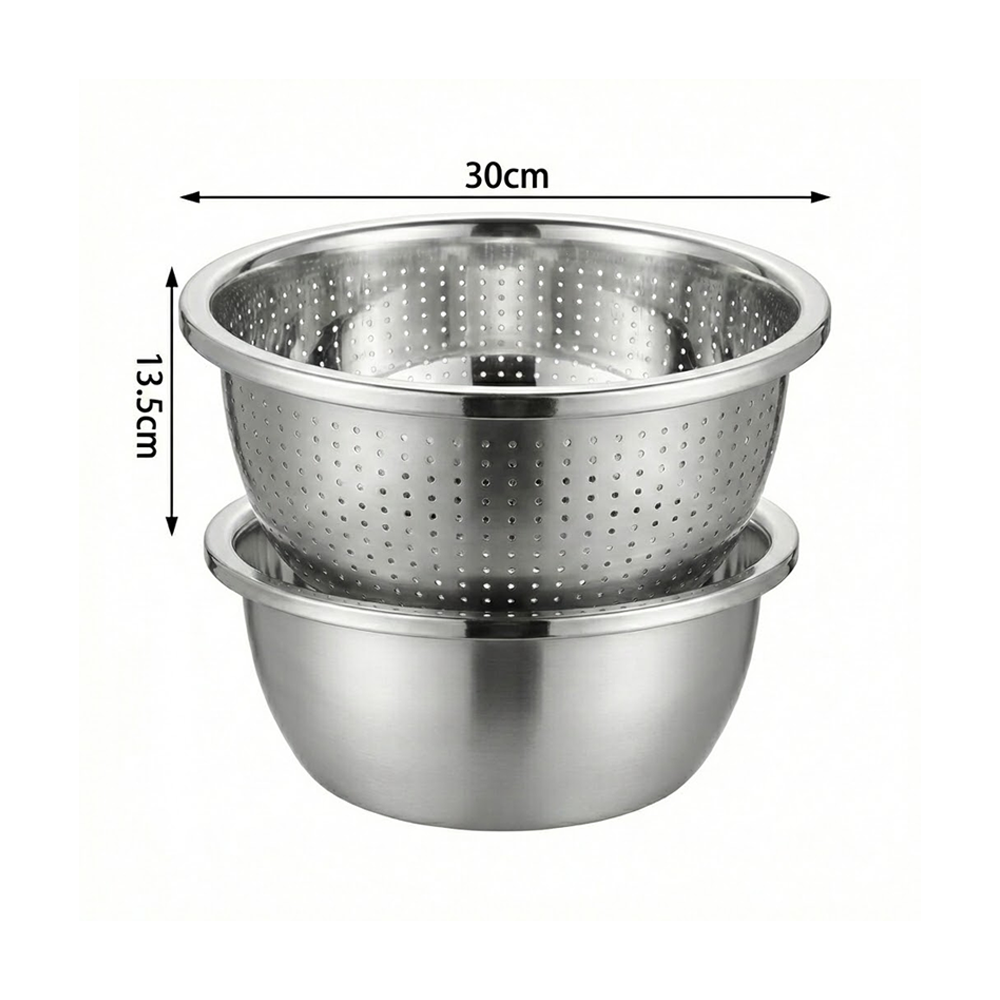 طقم مصفاة ووعاء ستانلس ستيل