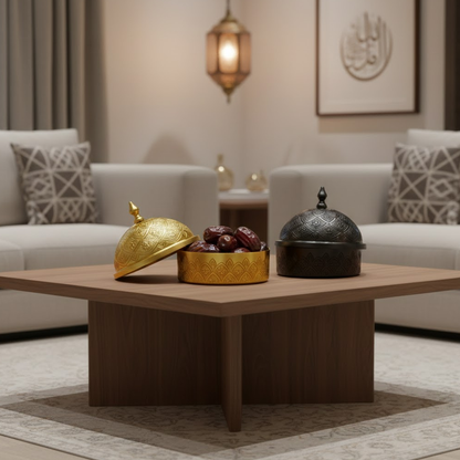 وعاء تمر معدني فاخر مزخرف