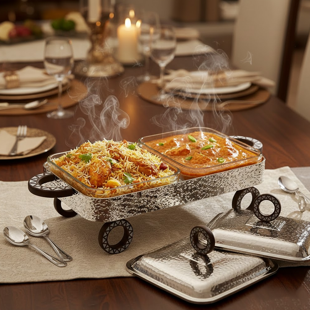 سخان طعام زجاجي مزدوج 1.8 + 1.8 لتر